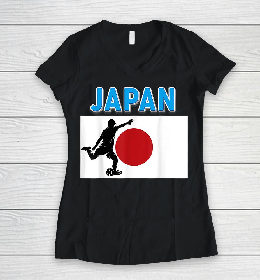 Fan Japan National Team World Football Soccer Champion Cup Women V-Neck T-Shirt