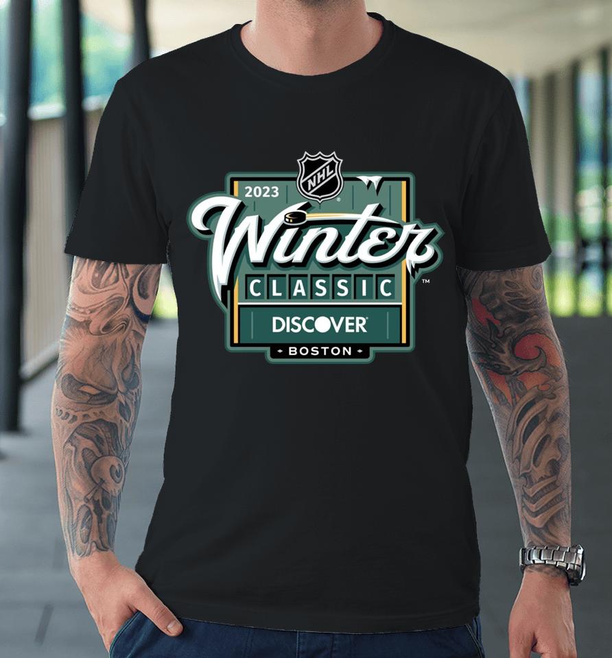 Fanatics Boston Bruins Vs Pittsburgh Penguins 2023 Nhl Winter Classic Event Logo Premium T-Shirt