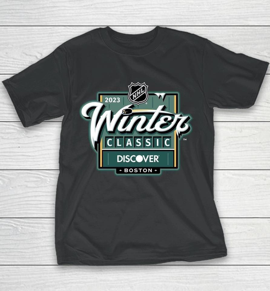 Fanatics Boston Bruins Vs Pittsburgh Penguins 2023 Nhl Winter Classic Event Logo Youth T-Shirt
