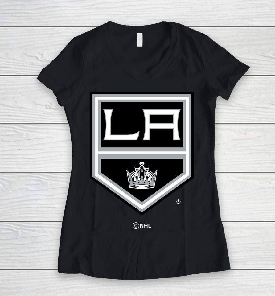 Fanatics Branded Black Los Angeles Kings Team Primary Logo Women V-Neck T-Shirt