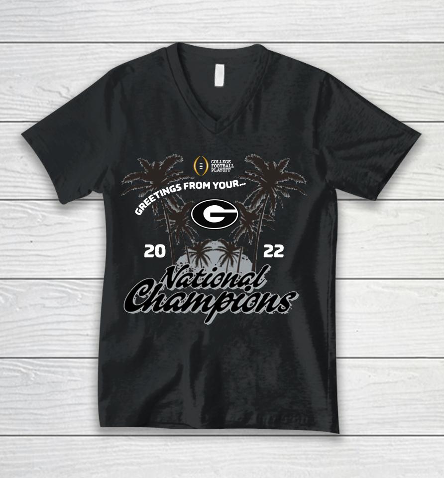 Fanatics Branded Bulldogs College Football Playoff 2022 National Champions Unisex V-Neck T-Shirt