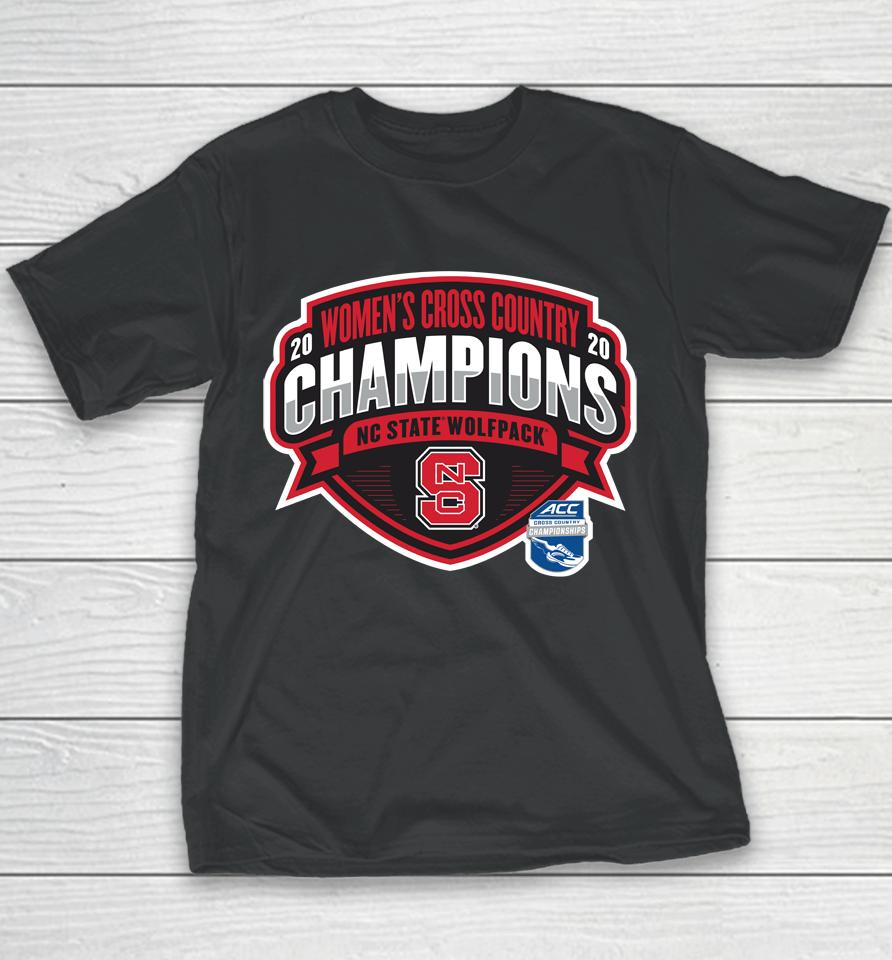 Fanatics Branded Heather Gray Nc State Wolfpack 2020 Acc Women's Cross Country Conference Champions Youth T-Shirt