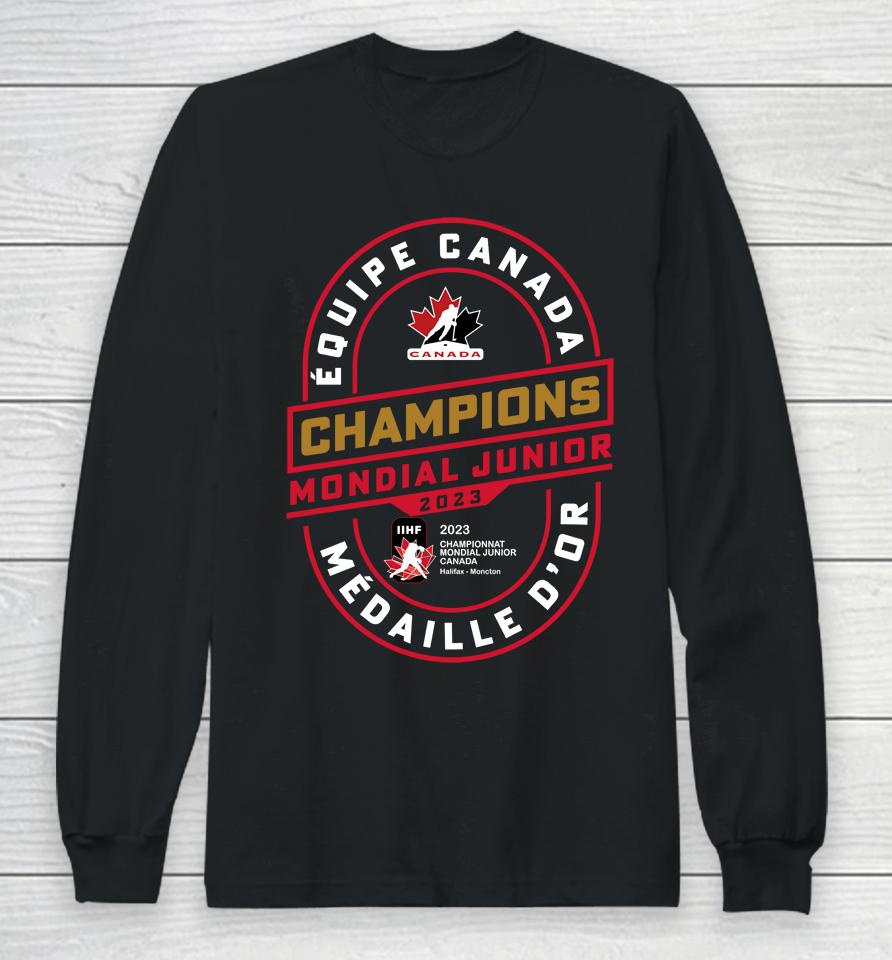 Fanatics Branded Hockey Canada 2023 Iihf World Junior Ice Hockey Gold Medal Champions Long Sleeve T-Shirt