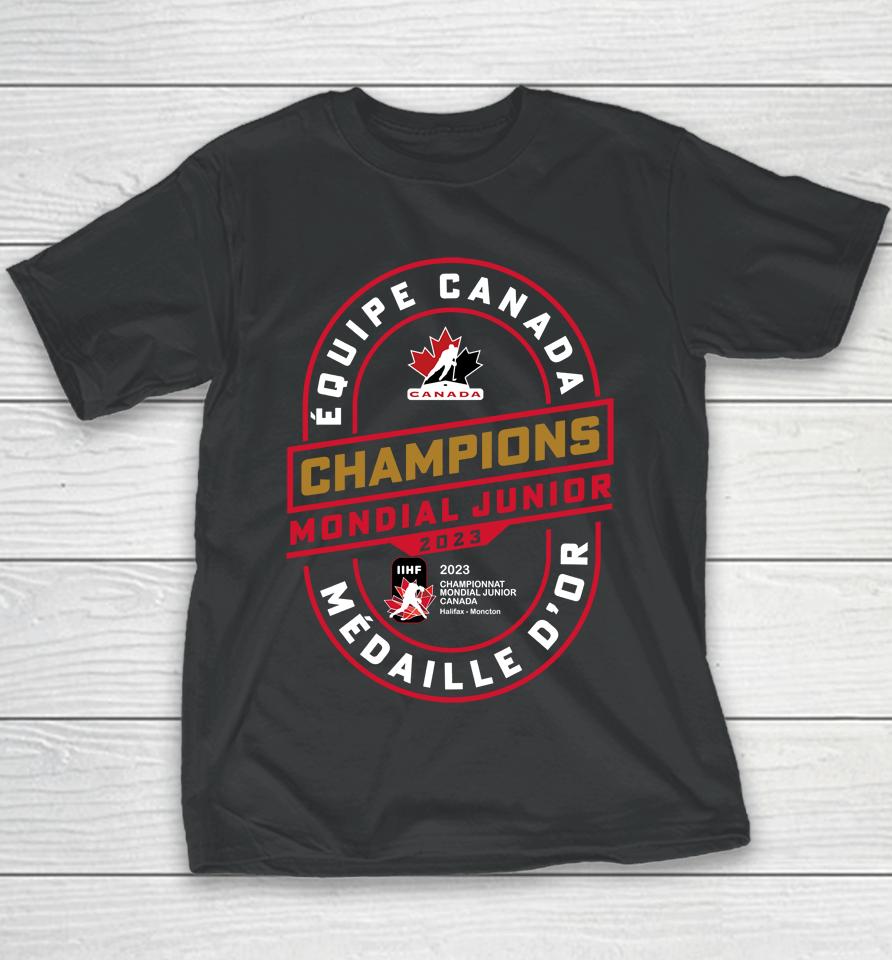 Fanatics Branded Hockey Canada 2023 Iihf World Junior Ice Hockey Gold Medal Champions Youth T-Shirt