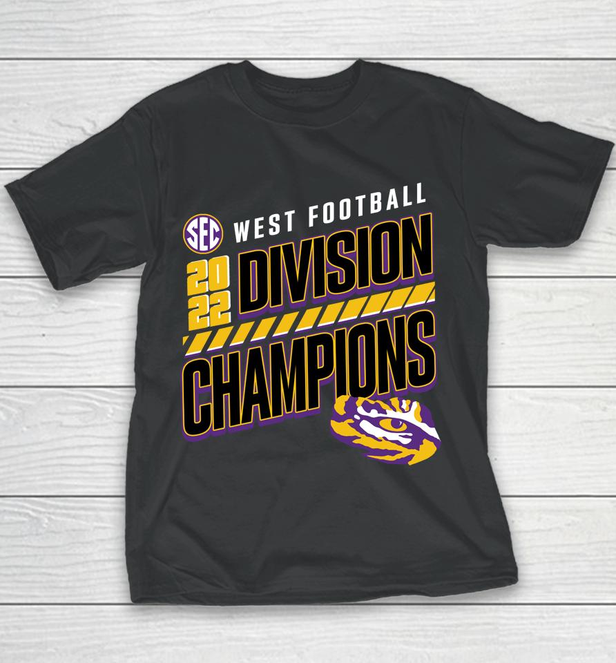 Fanatics Branded Lsu Tigers 2022 Sec West Division Football Champions Slanted Knockout Youth T-Shirt