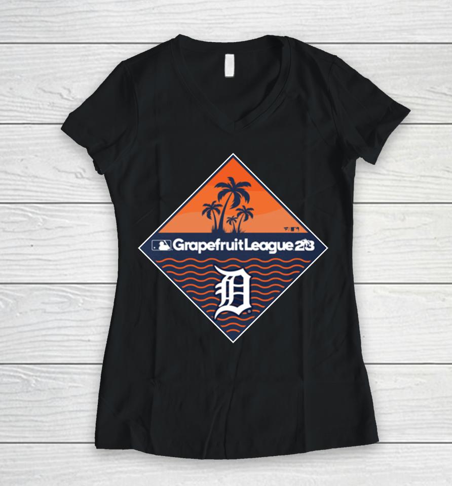Fanatics Branded Navy Detroit Tigers 2023 Mlb Spring Training Diamond Women V-Neck T-Shirt