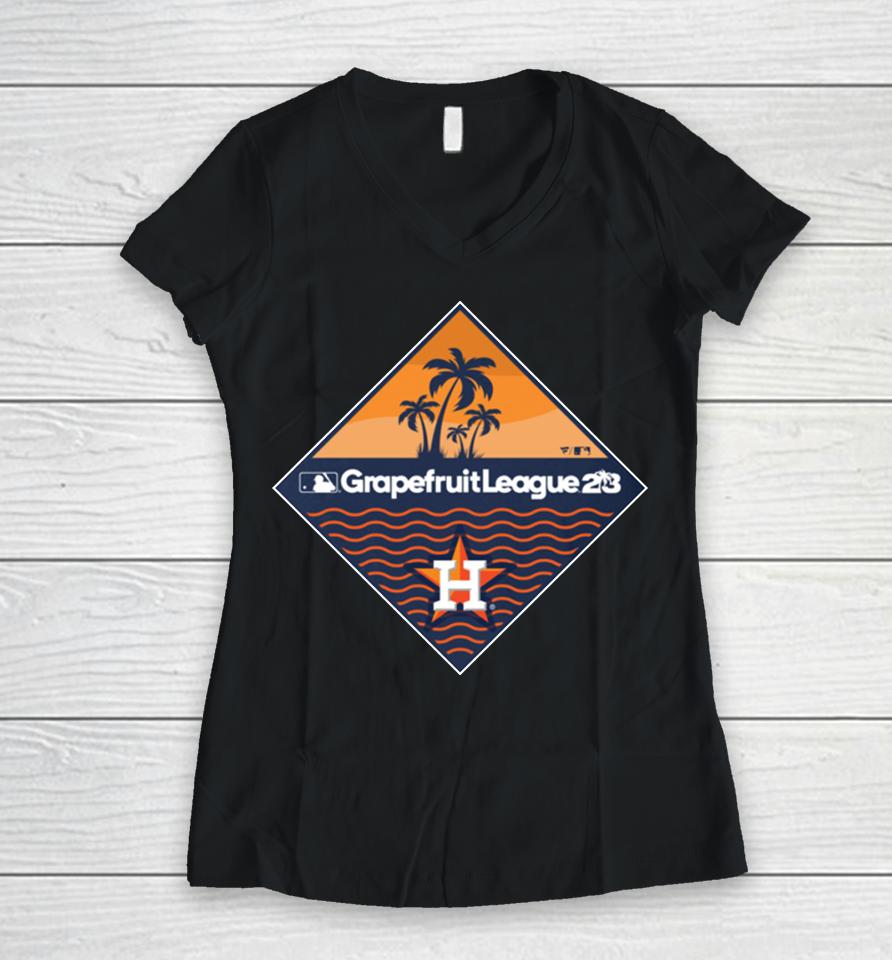 Fanatics Branded Navy Houston Astros 2023 Mlb Spring Training Diamond Women V-Neck T-Shirt