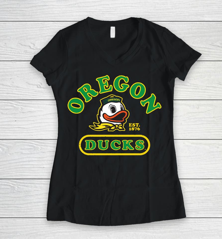 Fanatics Branded Oregon Ducks Old-School Pill Enzyme Washe Women V-Neck T-Shirt