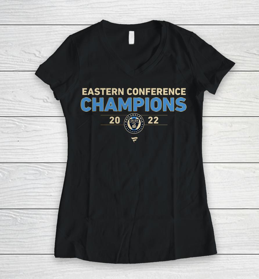 Fanatics Branded Philadelphia Union Black 2022 Mls Eastern Conference Champions Kick Women V-Neck T-Shirt