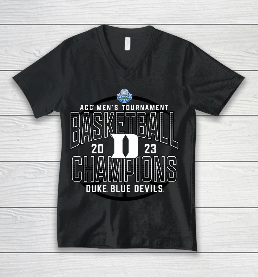 Fanatics Branded Royal Duke Blue Devils 2023 Acc Men's Basketball Conference Tournament Champions Unisex V-Neck T-Shirt