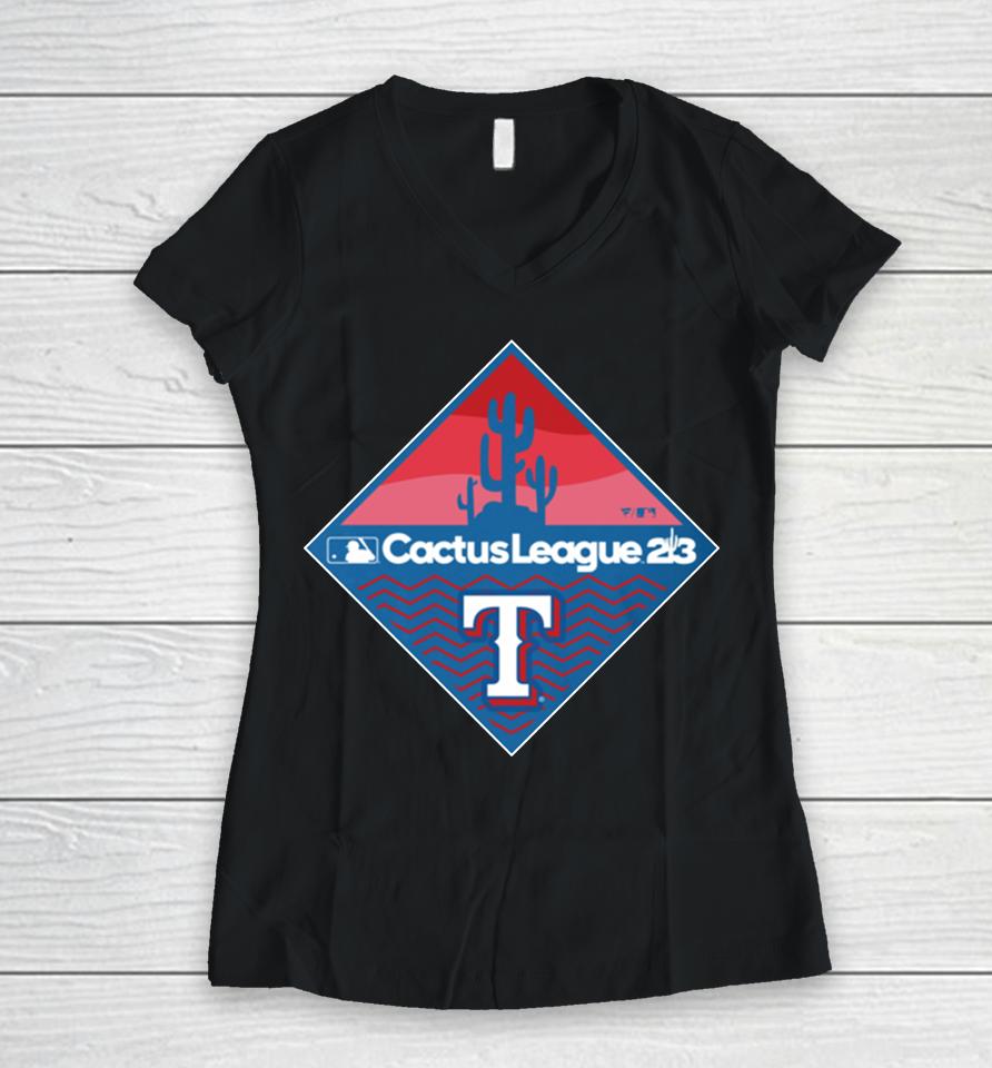 Fanatics Branded Royal Texas Rangers 2023 Mlb Spring Training Diamond Women V-Neck T-Shirt