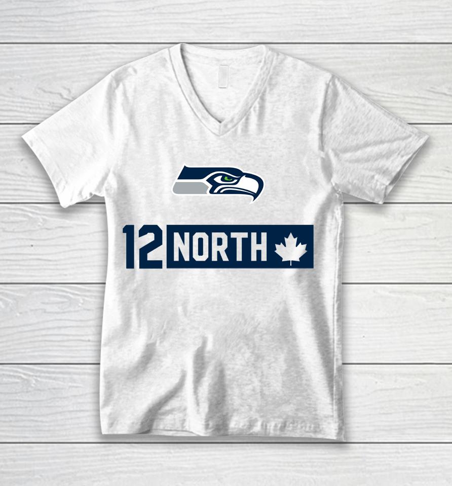 Fanatics Branded Seattle Seahawks 12 North Unisex V-Neck T-Shirt