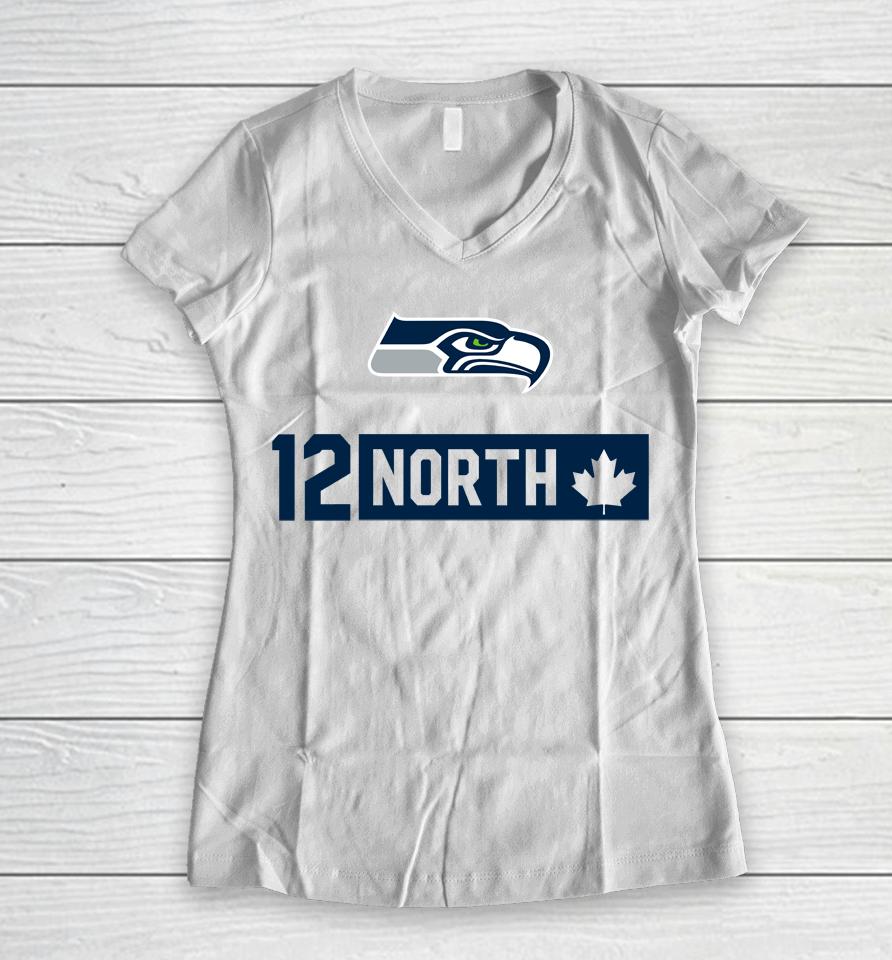 Fanatics Branded Seattle Seahawks 12 North Women V-Neck T-Shirt