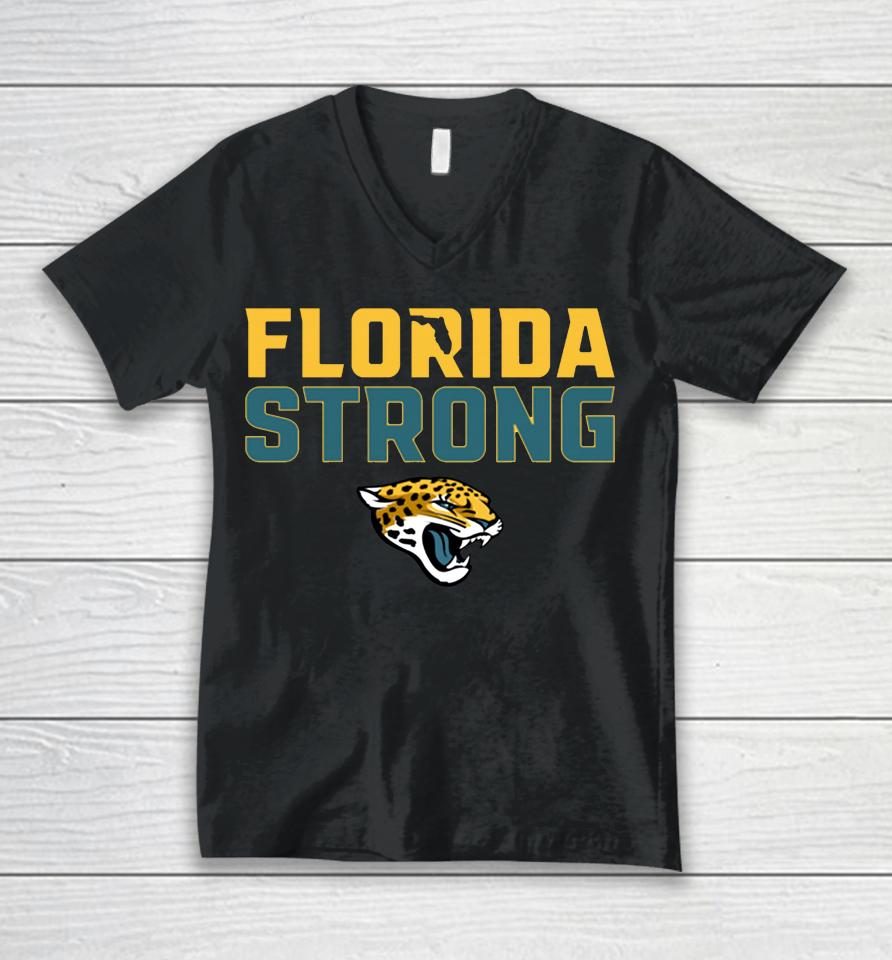 Fanatics Branded White Jacksonville Jaguars Florida Strong Unisex V-Neck T-Shirt