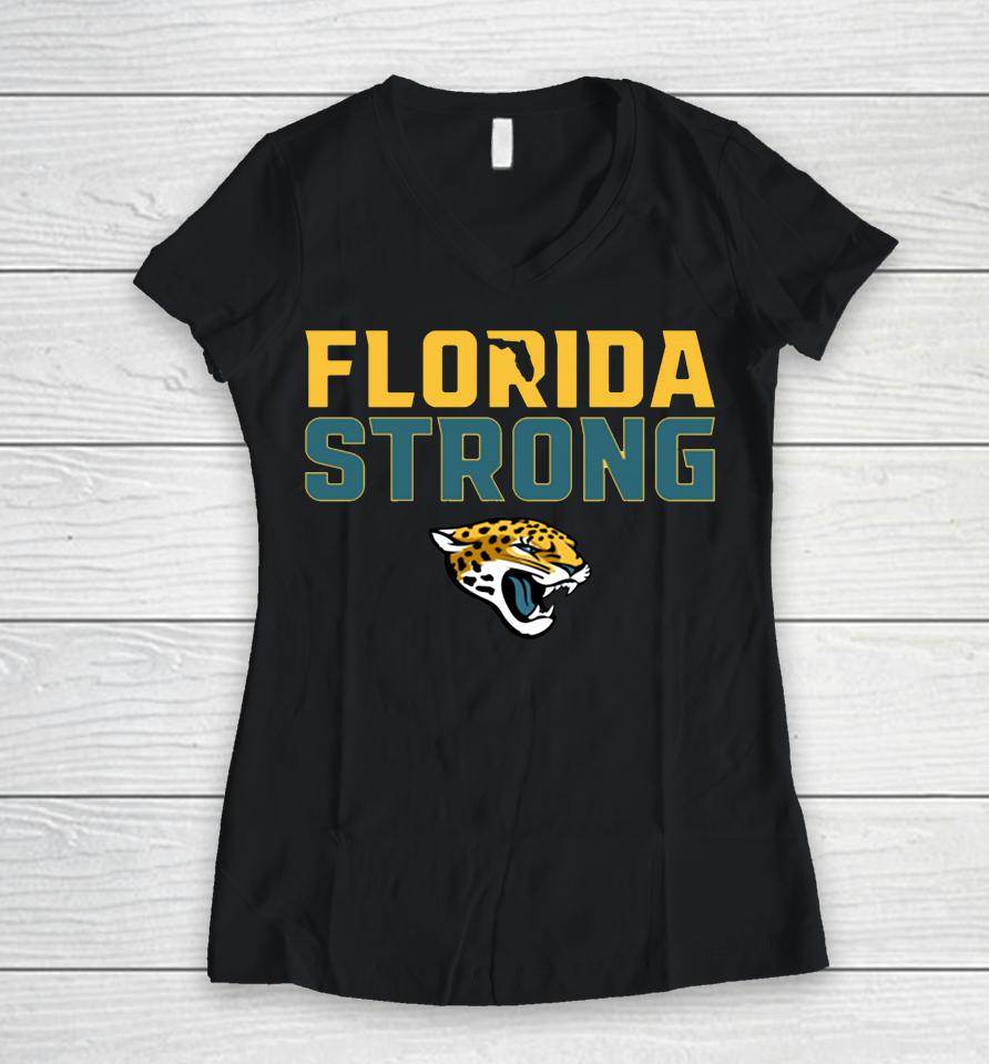 Fanatics Branded White Jacksonville Jaguars Florida Strong Women V-Neck T-Shirt