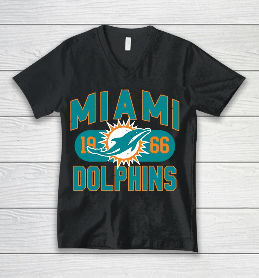 Fanatics Branded White Miami Dolphins Act Fast Est 1966 Unisex V-Neck T-Shirt