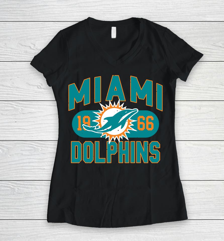 Fanatics Branded White Miami Dolphins Act Fast Est 1966 Women V-Neck T-Shirt