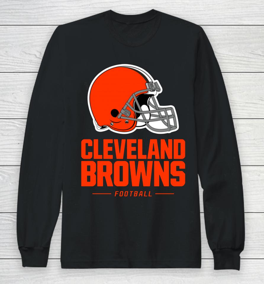 Fanatics Brown Cleveland Browns Logo Team Lockup Fitted Long Sleeve T-Shirt