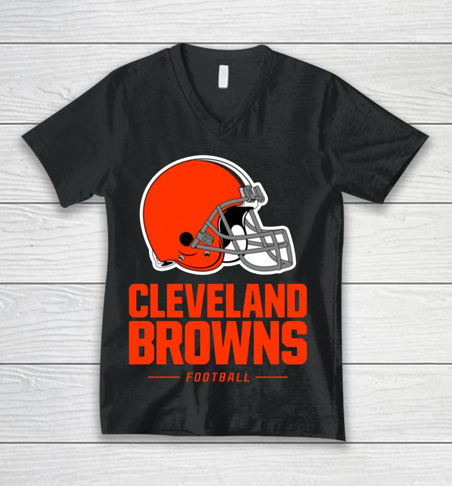 Fanatics Brown Cleveland Browns Logo Team Lockup Fitted Unisex V-Neck T-Shirt