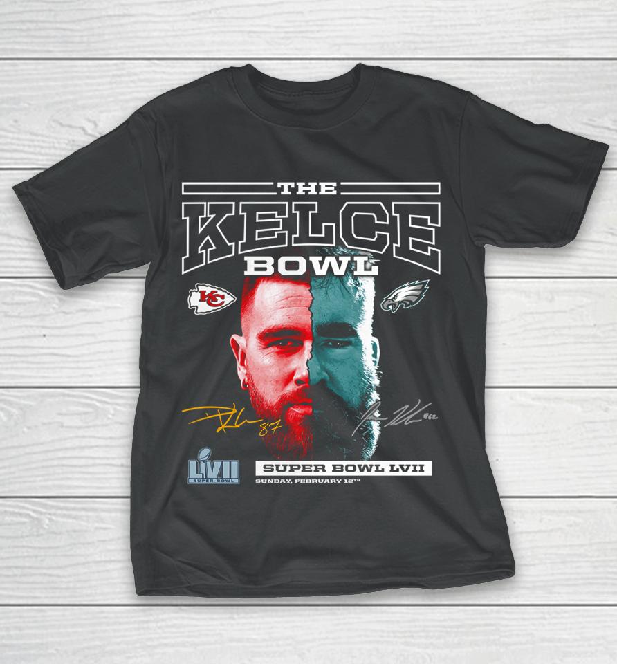Fanatics Kansas City Chiefs Vs Philadelphia Eagles Super Bowl Lvii Matchup The Kelce Bowl T-Shirt