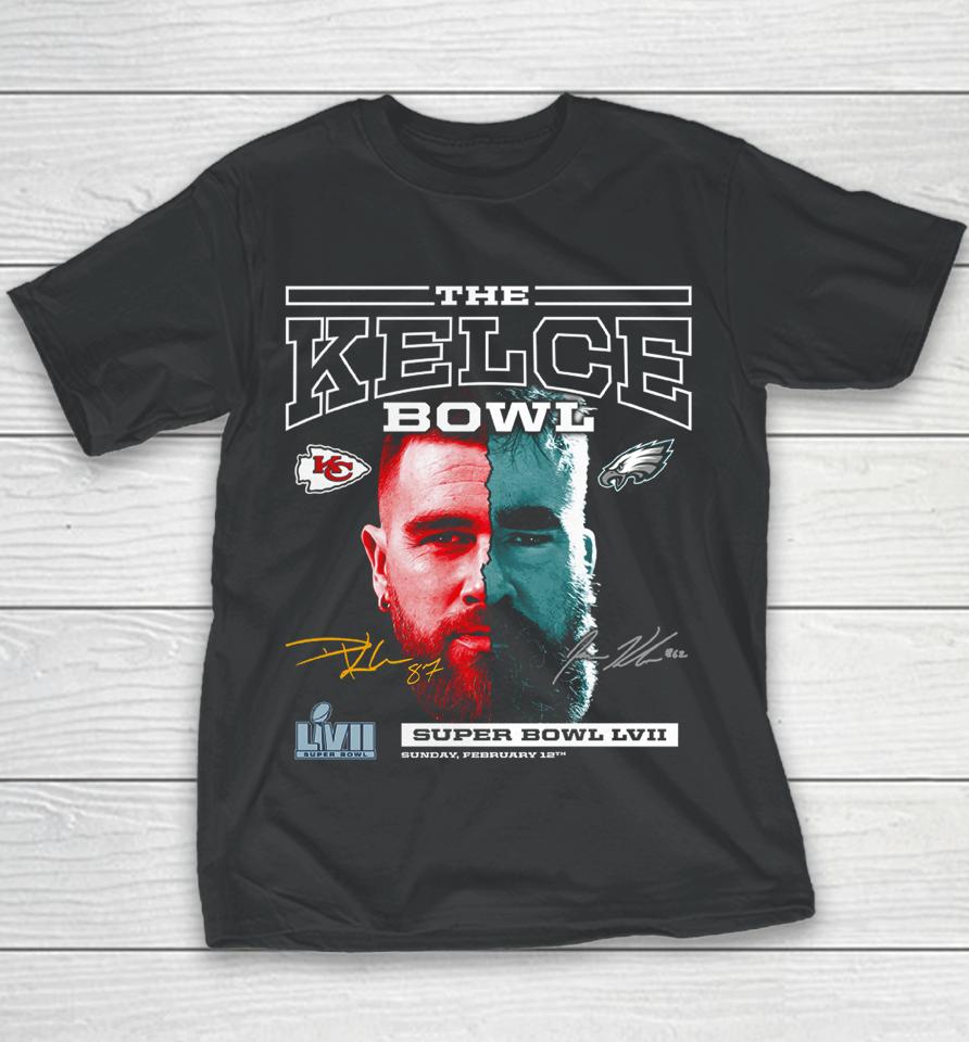 Fanatics Kansas City Chiefs Vs Philadelphia Eagles Super Bowl Lvii Matchup The Kelce Bowl Youth T-Shirt