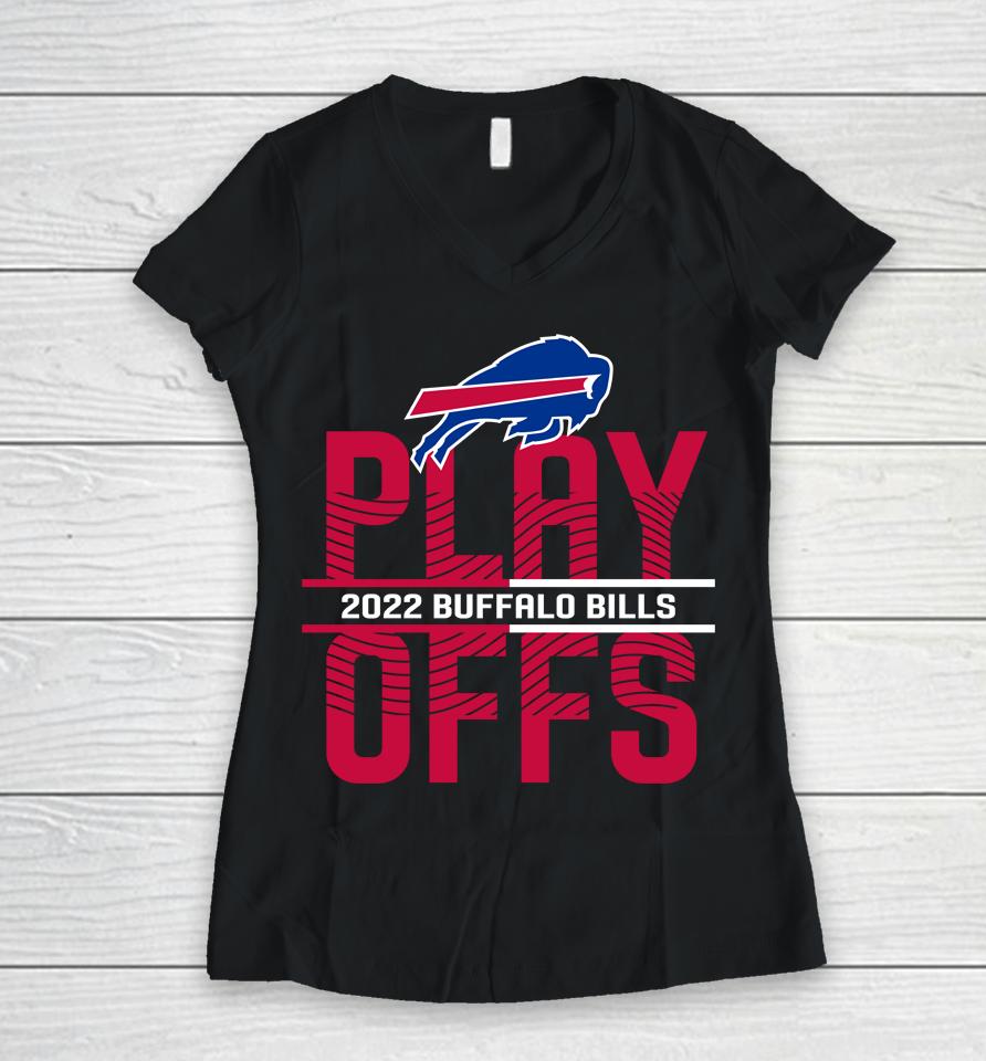 Fanatics Nfl Playoffs Buffalo Bills Anthracite 2022 Iconic Women V-Neck T-Shirt