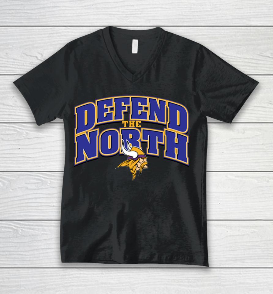 Fanatics Nfl Shop Minnesota Vikings Defend North Hometown Prime Unisex V-Neck T-Shirt