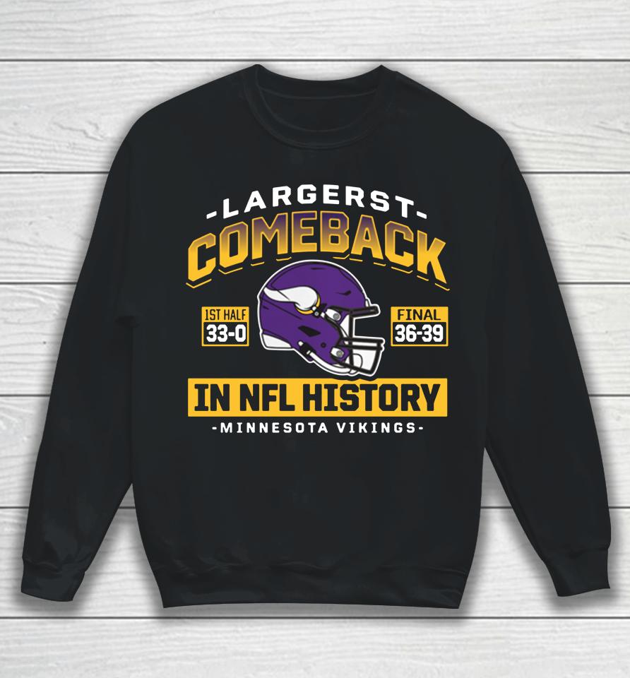 Fanatics Purple 2022 Minnesota Vikings Largest Comeback Sweatshirt