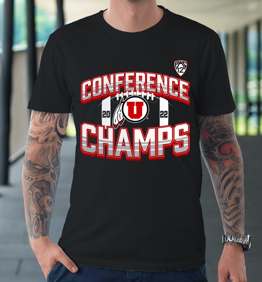 Fanatics Shop Ncaa Black Utah Utes 2022 Pac-12 Football Conference Champions Icon Bold Premium T-Shirt