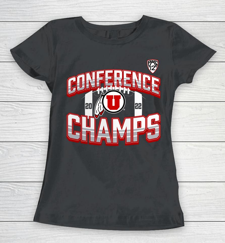 Fanatics Shop Ncaa Black Utah Utes 2022 Pac-12 Football Conference Champions Icon Bold Women T-Shirt