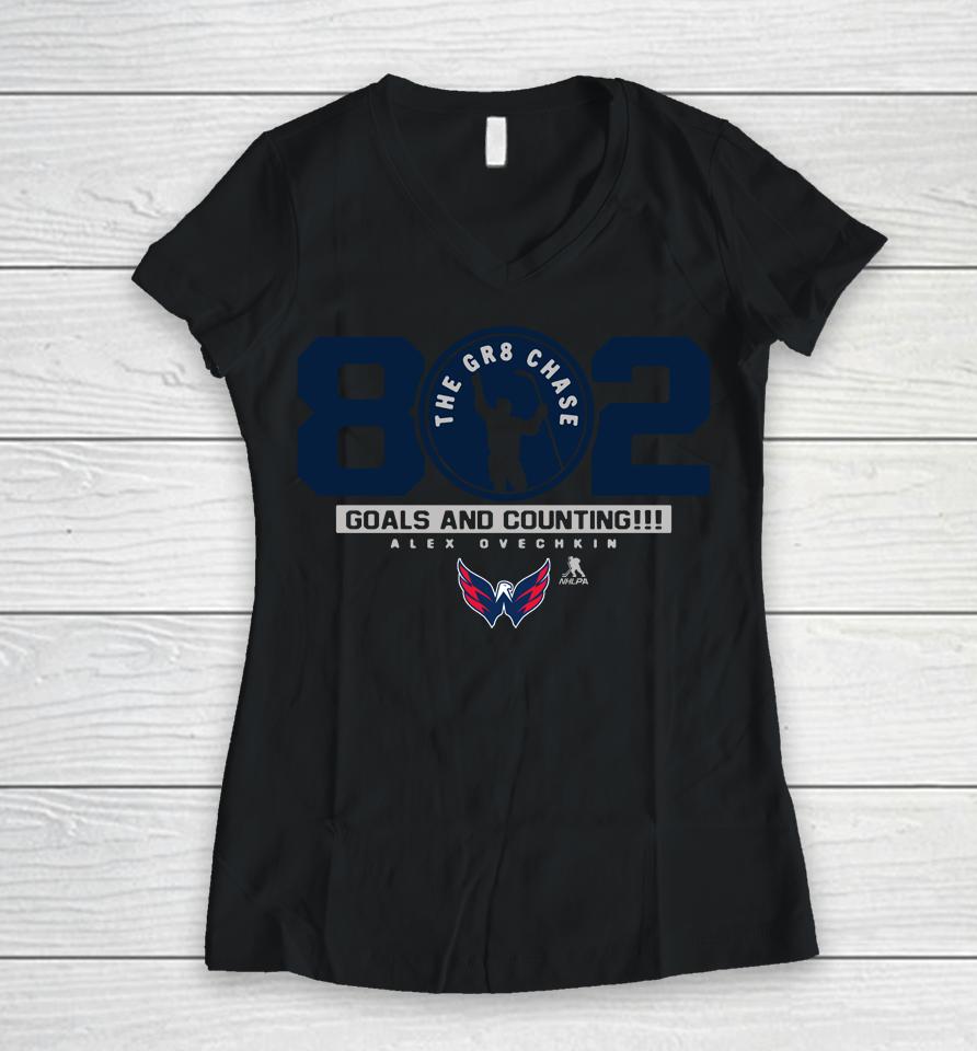 Fanatics Shop Nhl Washington Capitals Alexander Ovechkin The Gr8 Chase Women V-Neck T-Shirt