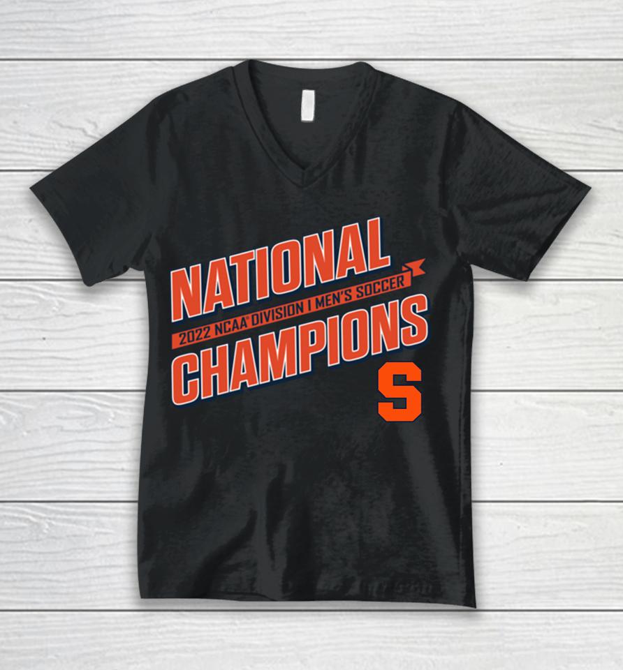 Fanatics Shop Syracuse Orange 2022 Ncaa Division Men's Soccer National Champions Unisex V-Neck T-Shirt