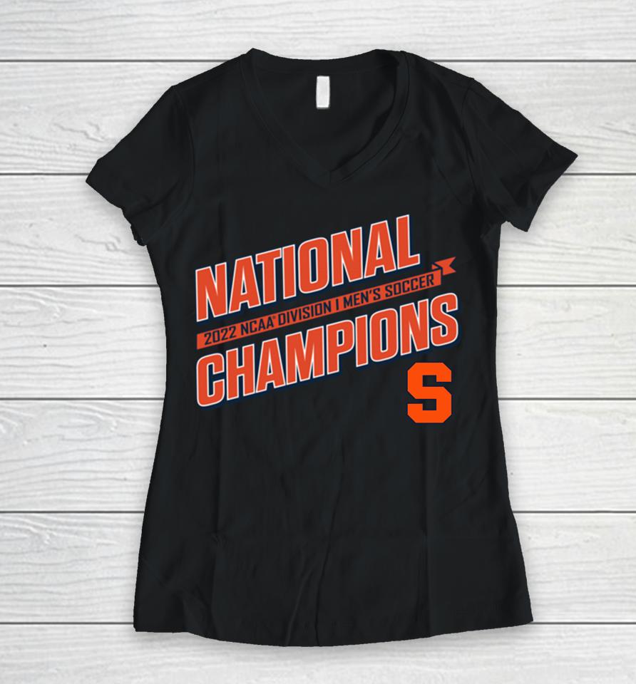 Fanatics Shop Syracuse Orange 2022 Ncaa Division Men's Soccer National Champions Women V-Neck T-Shirt