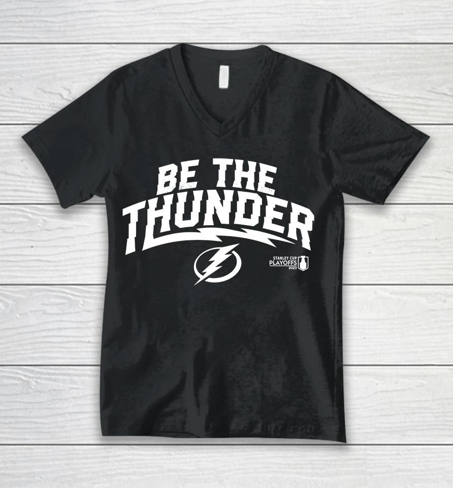 Fanatics Tampa Bay Lightning 2023 Stanley Cup Playoffs Driven Unisex V-Neck T-Shirt