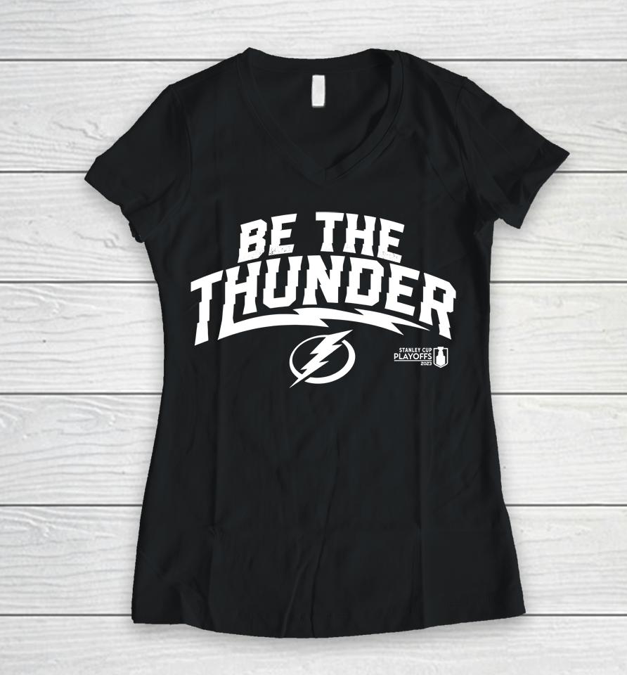 Fanatics Tampa Bay Lightning 2023 Stanley Cup Playoffs Driven Women V-Neck T-Shirt