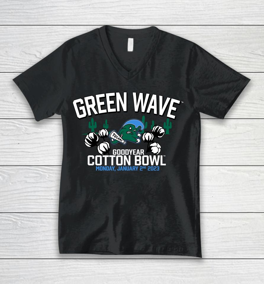 Fanatics Tulane Green Wave 2023 Goodyear Cotton Bowl Game Unisex V-Neck T-Shirt