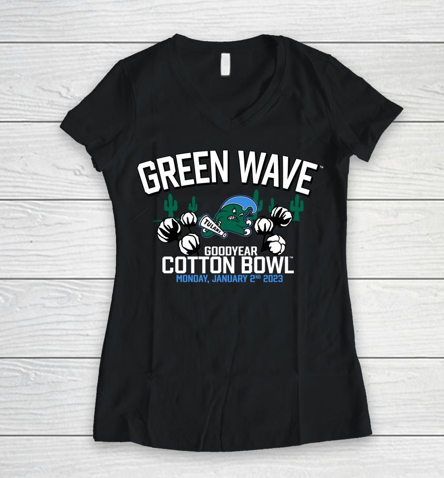 Fanatics Tulane Green Wave 2023 Goodyear Cotton Bowl Game Women V-Neck T-Shirt