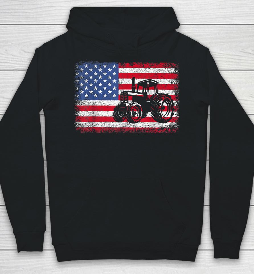 Farm Tractors Usa Flag Patriotic Farming Gift Hoodie