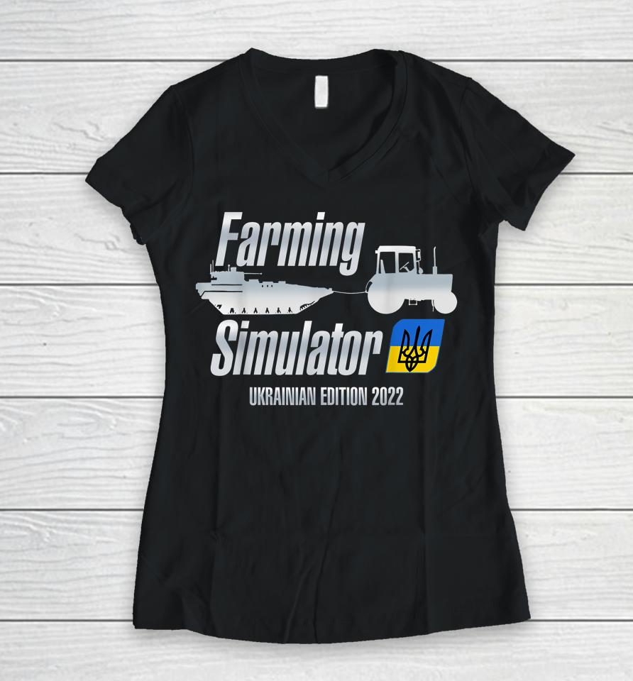 Farming Simulator Ukrainian Edition 2022 Tractors Farm Women V-Neck T-Shirt