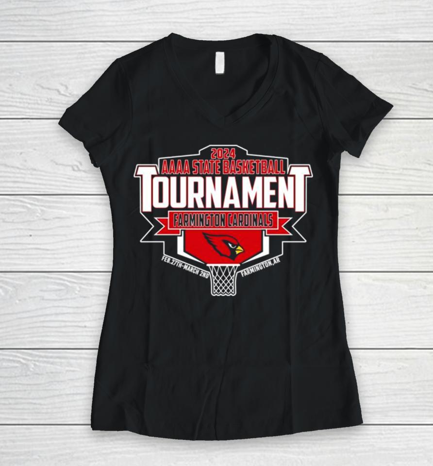 Farmington Cardinals 2024 Aaaa State Basketball Tournament Women V-Neck T-Shirt