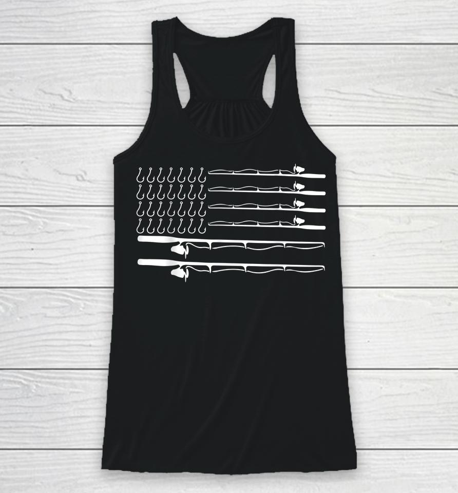 Fathers Day Fishing Flag Fisherman Rods Gift Racerback Tank