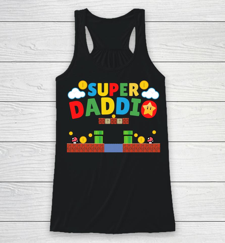 Father's Day Gamer Daddy Super Daddio Racerback Tank