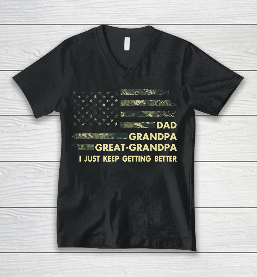 Fathers Day Gift From Grandkids Dad Grandpa Great Grandpa Unisex V-Neck T-Shirt