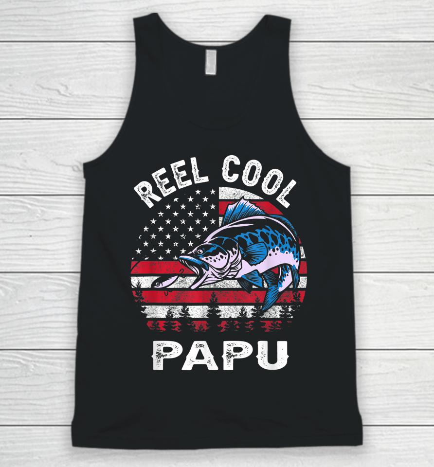 Fathers Day Us Flag Vintage Reel Cool Papu Fishing Unisex Tank Top