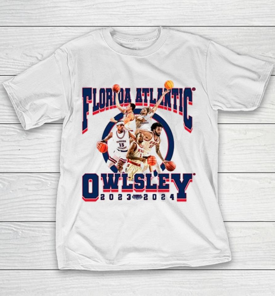 Fau Florida Atlantic Owlsley 2024 Ncaa Men’s Basketball 2023 – 2024 Post Season Youth T-Shirt