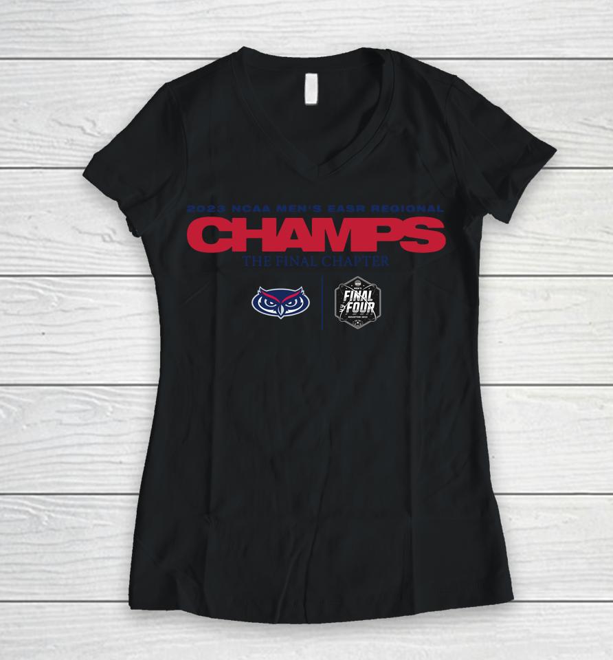 Fau Owls 2023 Ncaa Men's Basketball Tournament March Madness Final Four Regional Champions Women V-Neck T-Shirt