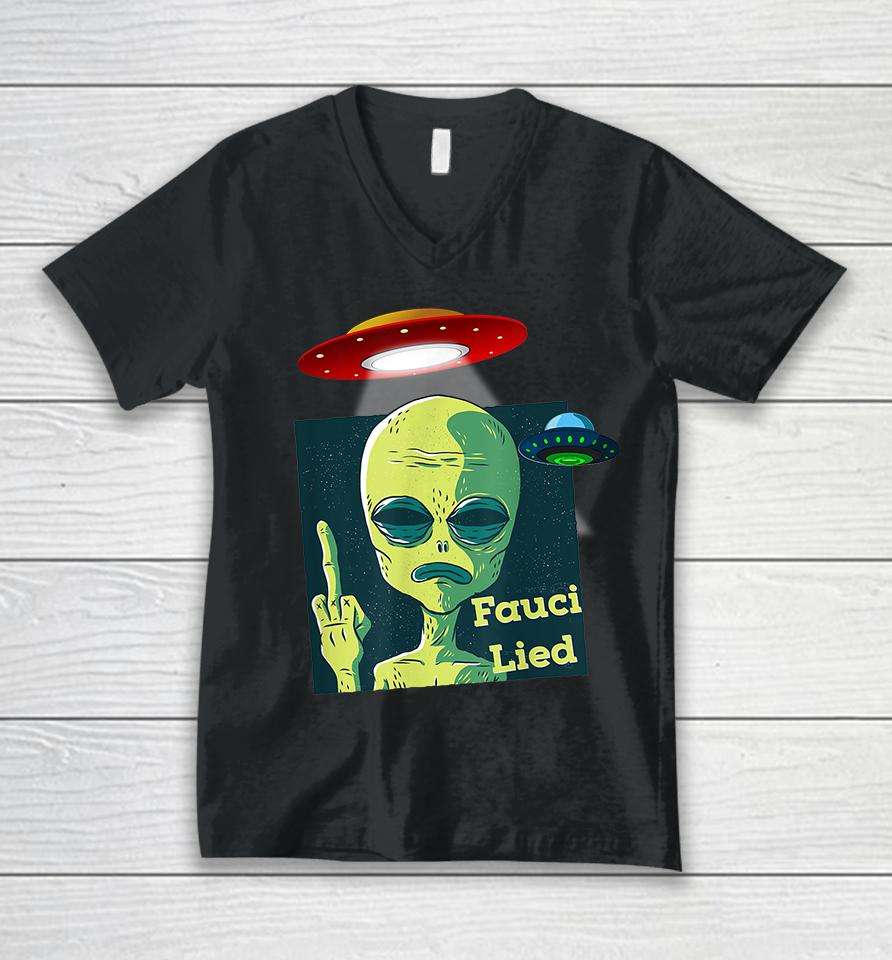 Fauci Alien Ufo Fuck Fauci Lied Unisex V-Neck T-Shirt
