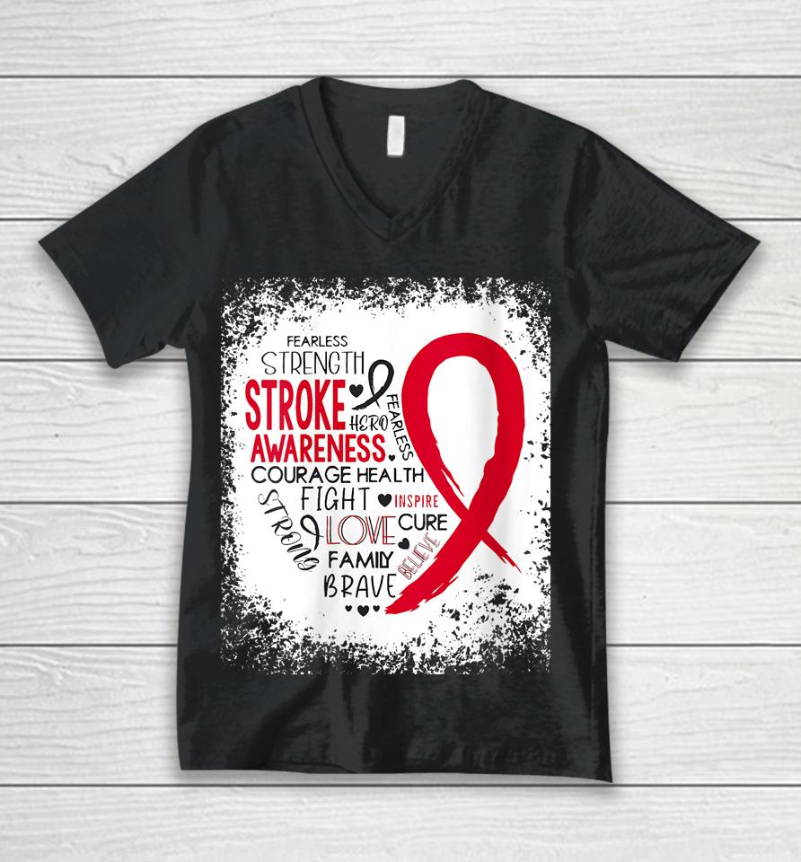 Fearless Strength Stroke Awareness Month Stroke Warrior Unisex V-Neck T-Shirt