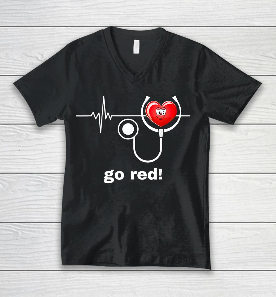 February American Heart Health Unisex V-Neck T-Shirt