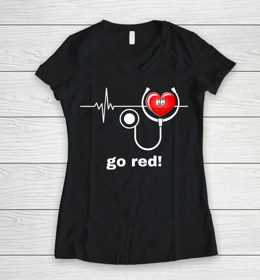 February American Heart Health Women V-Neck T-Shirt